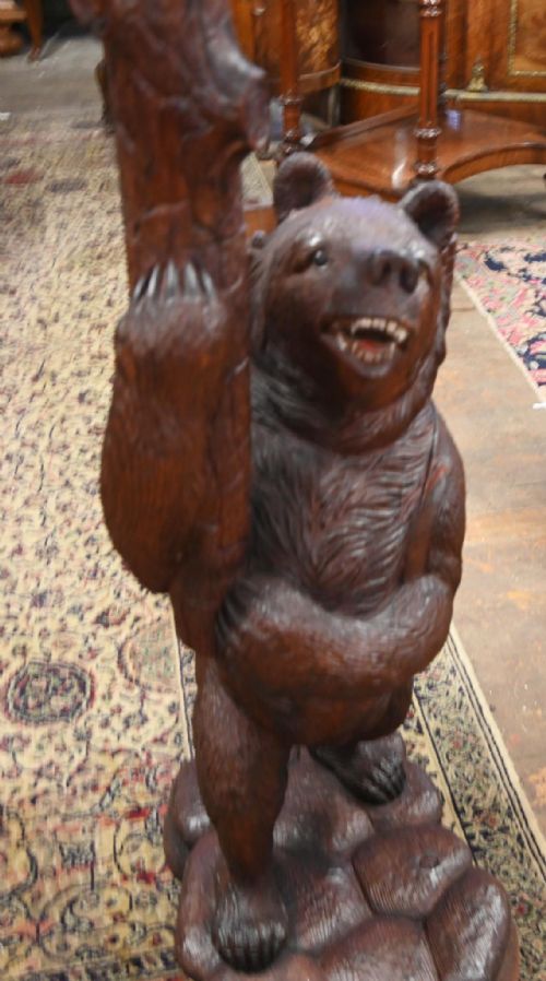 BLACK FOREST BEAR HALL TREE COAT STAND CARVED GERMAN 1820 - ADDITIONAL PHOTO 1
