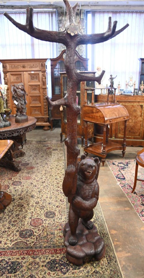 BLACK FOREST BEAR HALL TREE COAT STAND CARVED GERMAN 1820 - ADDITIONAL PHOTO 2