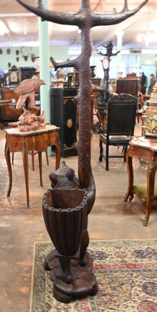 BLACK FOREST BEAR HALL TREE COAT STAND CARVED GERMAN 1820 - ADDITIONAL PHOTO 3