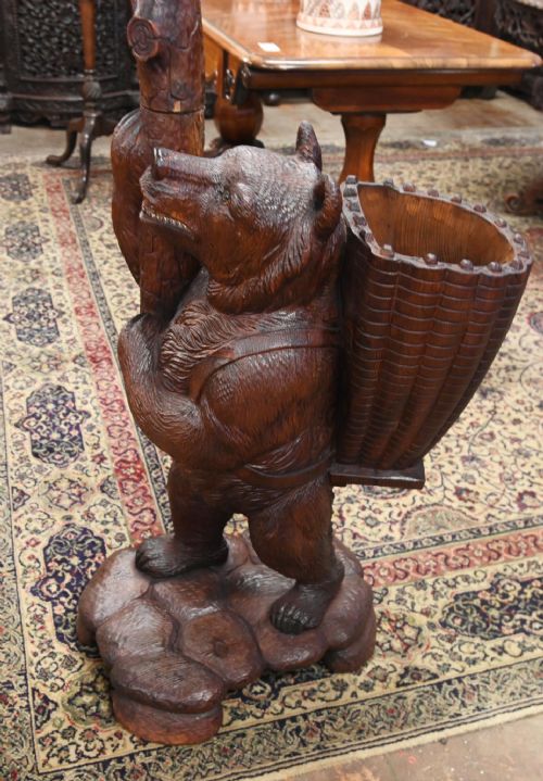 BLACK FOREST BEAR HALL TREE COAT STAND CARVED GERMAN 1820 - ADDITIONAL PHOTO 4