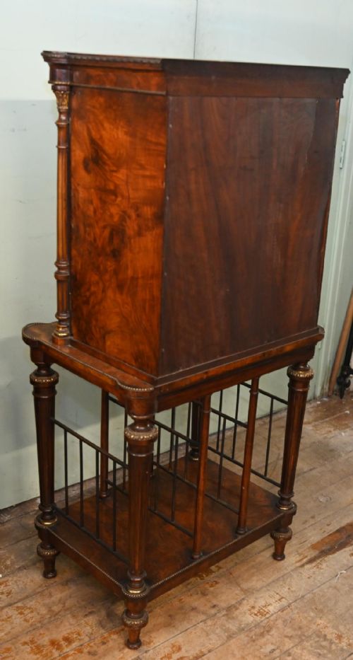 VICTORIAN WALNUT CABINET ON STAND BRONZE PLAQUES 1840 - ADDITIONAL PHOTO 1