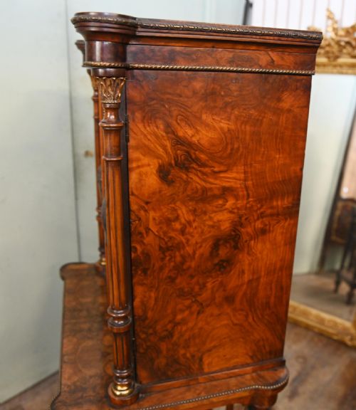 VICTORIAN WALNUT CABINET ON STAND BRONZE PLAQUES 1840 - ADDITIONAL PHOTO 2