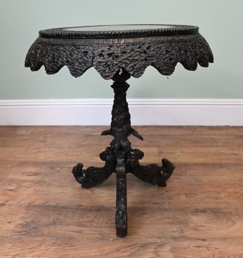 BURMESE SIDE TABLE CARVED TIP TOP OCCASIONAL BURMA 1880 - ADDITIONAL PHOTO 3