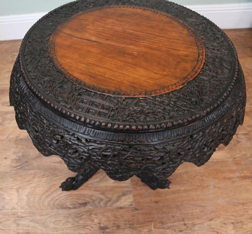 BURMESE SIDE TABLE CARVED TIP TOP OCCASIONAL BURMA 1880 - ADDITIONAL PHOTO 5