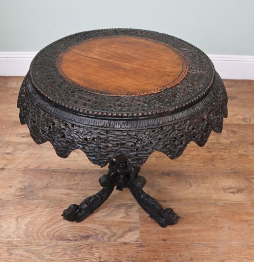 BURMESE SIDE TABLE CARVED TIP TOP OCCASIONAL BURMA 1880 - ADDITIONAL PHOTO 8
