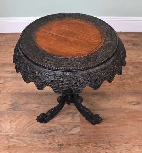BURMESE SIDE TABLE CARVED TIP TOP OCCASIONAL BURMA 1880 - ADDITIONAL PHOTO 9