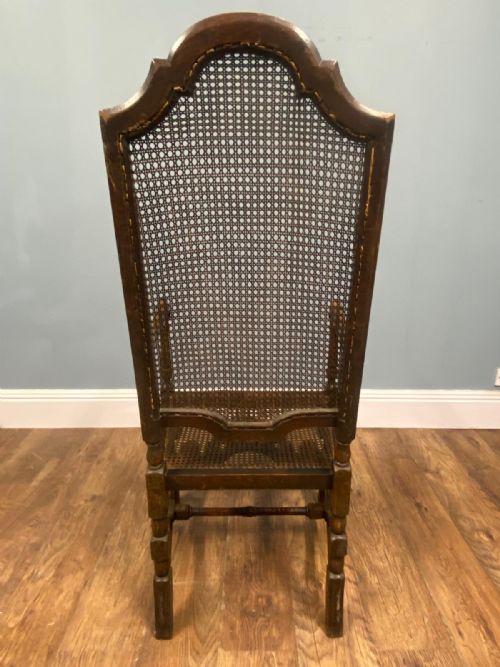 SET 4 CARVED CHAIRS CANE WEAVED CROMWELLIAN FARMHOUSE 1890 - ADDITIONAL PHOTO 7
