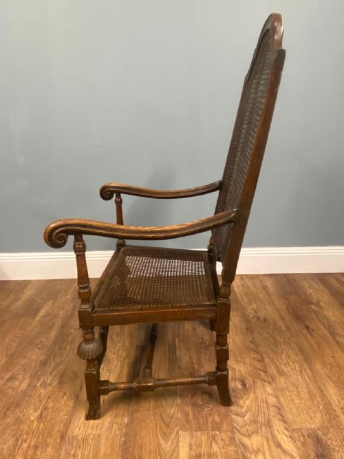 SET 4 CARVED CHAIRS CANE WEAVED CROMWELLIAN FARMHOUSE 1890 - ADDITIONAL PHOTO 9