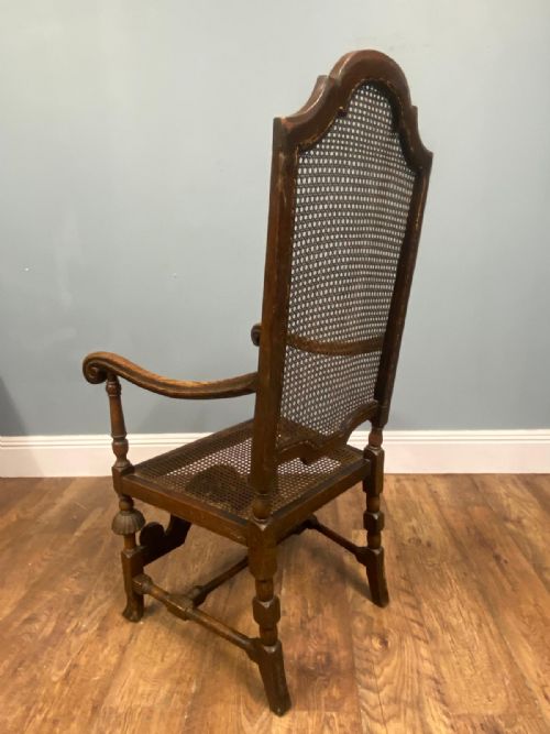SET 4 CARVED CHAIRS CANE WEAVED CROMWELLIAN FARMHOUSE 1890 - ADDITIONAL PHOTO 10