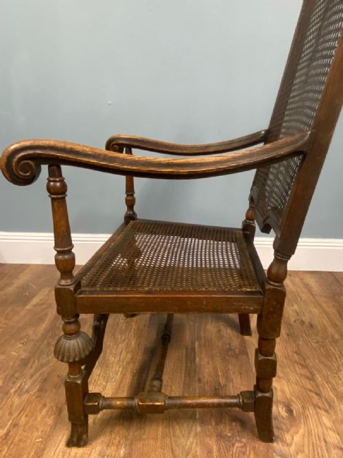 SET 4 CARVED CHAIRS CANE WEAVED CROMWELLIAN FARMHOUSE 1890 - ADDITIONAL PHOTO 12