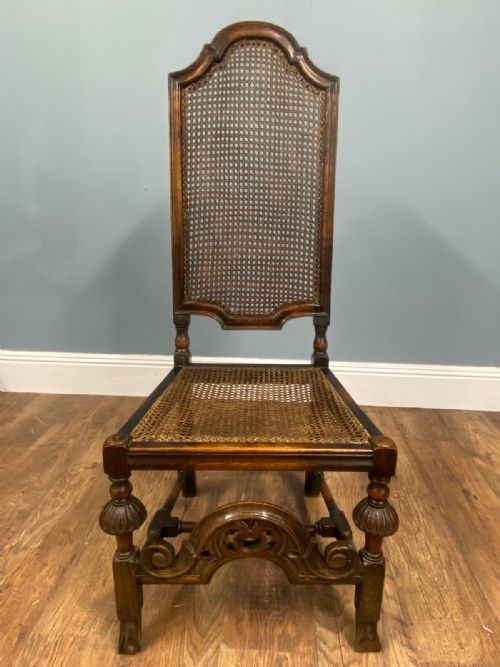 SET 4 CARVED CHAIRS CANE WEAVED CROMWELLIAN FARMHOUSE 1890 - ADDITIONAL PHOTO 13