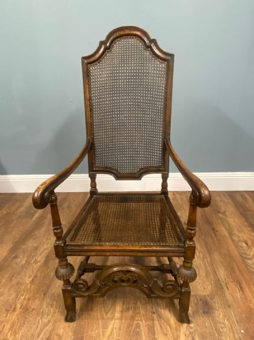 SET 4 CARVED CHAIRS CANE WEAVED CROMWELLIAN FARMHOUSE 1890 - ADDITIONAL PHOTO 14