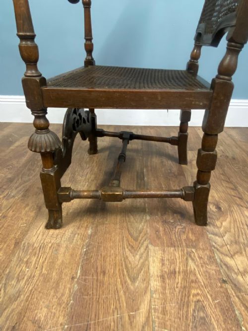 SET 4 CARVED CHAIRS CANE WEAVED CROMWELLIAN FARMHOUSE 1890 - ADDITIONAL PHOTO 15