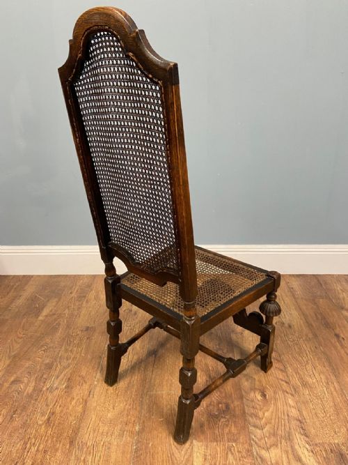 SET 4 CARVED CHAIRS CANE WEAVED CROMWELLIAN FARMHOUSE 1890 - ADDITIONAL PHOTO 19