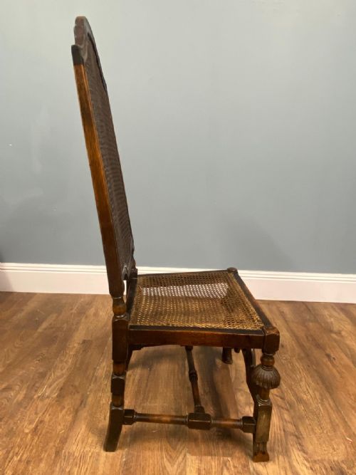 SET 4 CARVED CHAIRS CANE WEAVED CROMWELLIAN FARMHOUSE 1890 - ADDITIONAL PHOTO 22