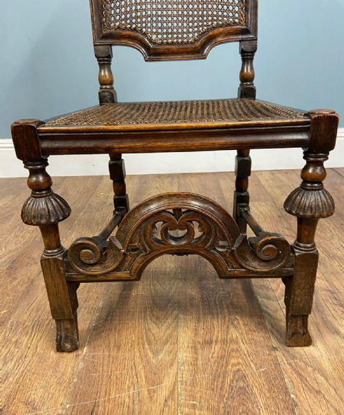 SET 4 CARVED CHAIRS CANE WEAVED CROMWELLIAN FARMHOUSE 1890 - ADDITIONAL PHOTO 24