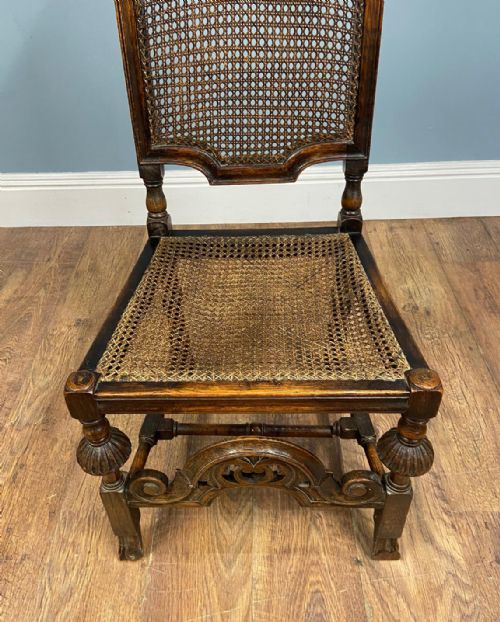 SET 4 CARVED CHAIRS CANE WEAVED CROMWELLIAN FARMHOUSE 1890 - ADDITIONAL PHOTO 25