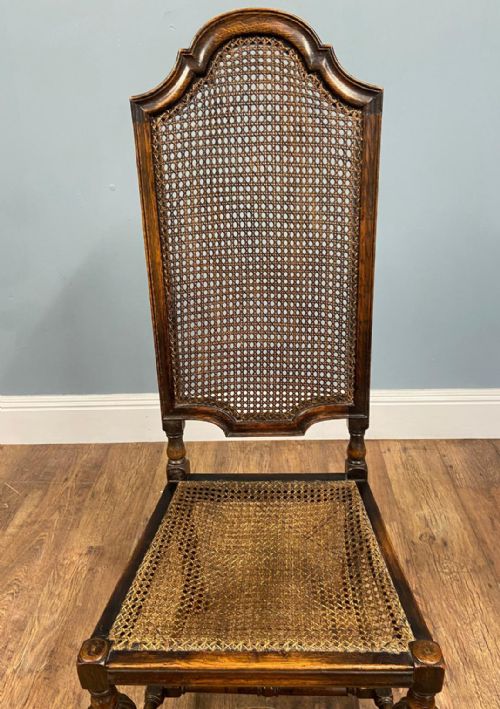 SET 4 CARVED CHAIRS CANE WEAVED CROMWELLIAN FARMHOUSE 1890 - ADDITIONAL PHOTO 26