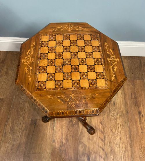 VICTORIAN SEWING BOX GAMES CHESS TABLE SIDE 1880 - ADDITIONAL PHOTO 3