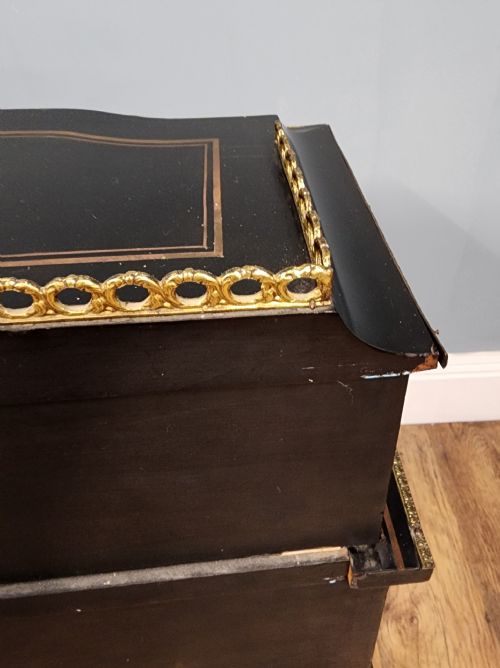 FRENCH NAPOLEON III EBONISED GILT BRONZE WRITING DESK BONHEURDUJOUR 1880 - ADDITIONAL PHOTO 16
