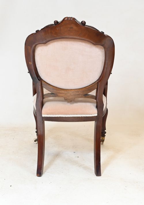 PAIR VICTORIAN ARM CHAIRS BALLOON BACK 1880 - ADDITIONAL PHOTO 3