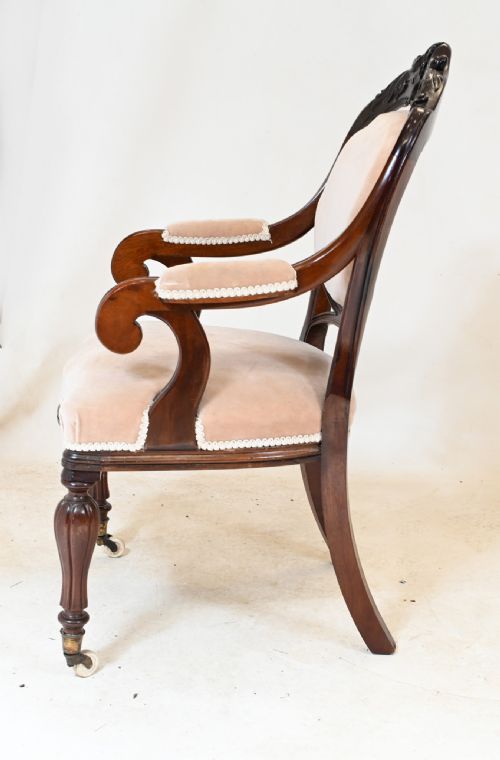 PAIR VICTORIAN ARM CHAIRS BALLOON BACK 1880 - ADDITIONAL PHOTO 5