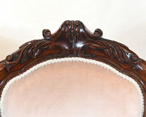 PAIR VICTORIAN ARM CHAIRS BALLOON BACK 1880 - ADDITIONAL PHOTO 6