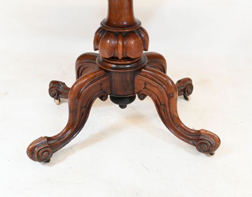 VICTORIAN WALNUT CARD TABLE DEMI LUNE 1860 GAMES - ADDITIONAL PHOTO 5