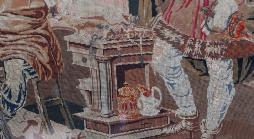 ITALIAN NEEDLEPOINT TAPESTRY COBBLER AND PRINCE PORTRAIT 1860 - ADDITIONAL PHOTO 4