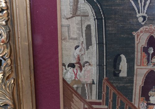 ITALIAN NEEDLEPOINT TAPESTRY COBBLER AND PRINCE PORTRAIT 1860 - ADDITIONAL PHOTO 6