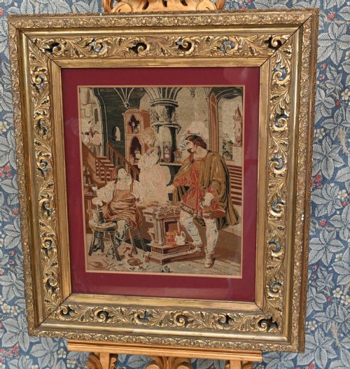 ITALIAN NEEDLEPOINT TAPESTRY COBBLER AND PRINCE PORTRAIT 1860 - ADDITIONAL PHOTO 9