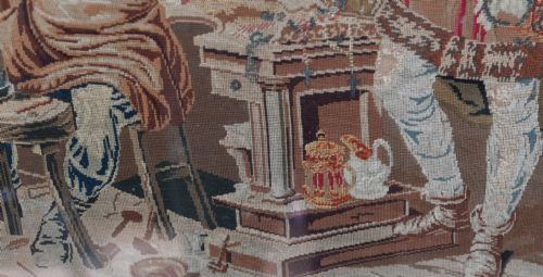 ITALIAN NEEDLEPOINT TAPESTRY COBBLER AND PRINCE PORTRAIT 1860 - ADDITIONAL PHOTO 12