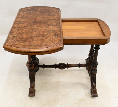 VICTORIAN GAMES TABLE ANTIQUE BURR WALNUT 1880 CARD - ADDITIONAL PHOTO 7