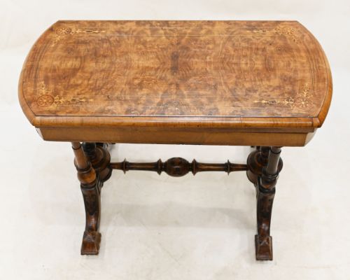 VICTORIAN GAMES TABLE ANTIQUE BURR WALNUT 1880 CARD - ADDITIONAL PHOTO 8