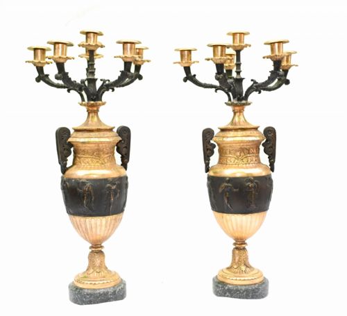 Pair English Gilt and Bronze Candelabras Thomas Hope 1880