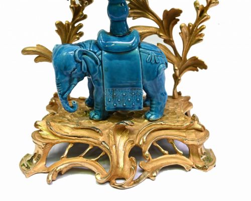 fig 1. Pair Regency Porcelain Elephant Candelabras Gilt 1880