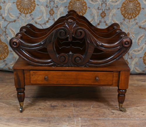 WILLIAM IV CANTERBURY MAHOGANY MAGAZINE MUSIC RACK CABINET - ADDITIONAL PHOTO 4
