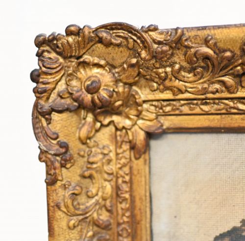 ITALIAN ANTIQUE TAPESTRY TUSCAN NOBLEMAN GILT FRAME 1880 - ADDITIONAL PHOTO 1
