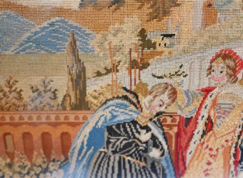 ITALIAN ANTIQUE TAPESTRY TUSCAN NOBLEMAN GILT FRAME 1880 - ADDITIONAL PHOTO 2
