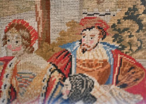 ITALIAN ANTIQUE TAPESTRY TUSCAN NOBLEMAN GILT FRAME 1880 - ADDITIONAL PHOTO 3