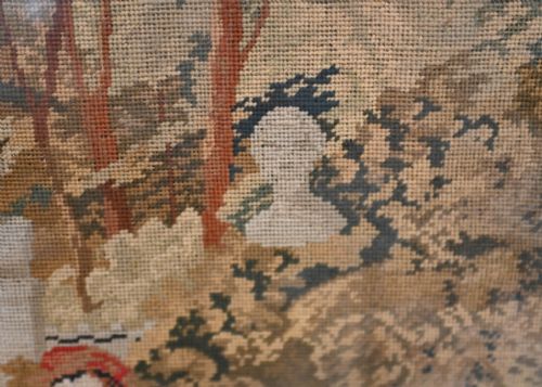ITALIAN ANTIQUE TAPESTRY TUSCAN NOBLEMAN GILT FRAME 1880 - ADDITIONAL PHOTO 4
