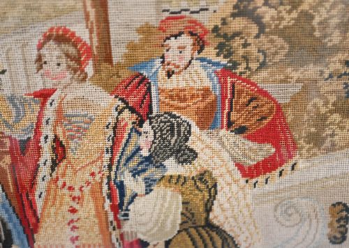 ITALIAN ANTIQUE TAPESTRY TUSCAN NOBLEMAN GILT FRAME 1880 - ADDITIONAL PHOTO 5