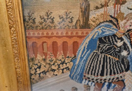 ITALIAN ANTIQUE TAPESTRY TUSCAN NOBLEMAN GILT FRAME 1880 - ADDITIONAL PHOTO 6