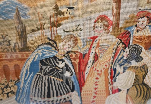 ITALIAN ANTIQUE TAPESTRY TUSCAN NOBLEMAN GILT FRAME 1880 - ADDITIONAL PHOTO 7