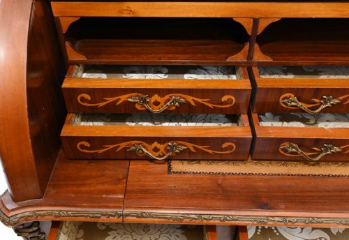 FRENCH ROLL TOP DESK LOUIS XVI INLAY BUREAU - ADDITIONAL PHOTO 3