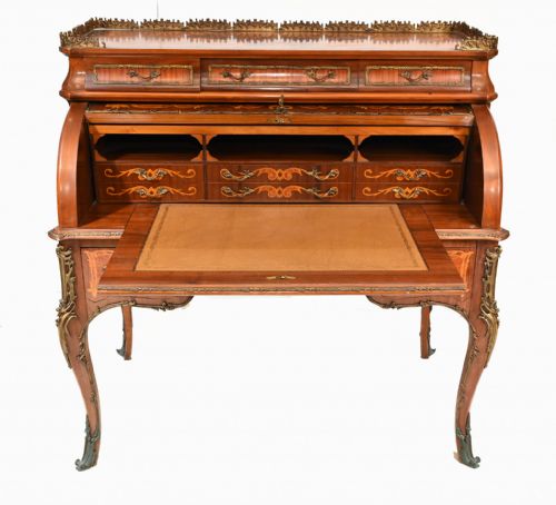 FRENCH ROLL TOP DESK LOUIS XVI INLAY BUREAU - ADDITIONAL PHOTO 10