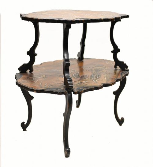 FRENCH ETAGERE TABLE JAPANNING ANTIQUE 1890 - ADDITIONAL PHOTO 1