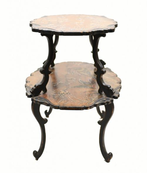FRENCH ETAGERE TABLE JAPANNING ANTIQUE 1890 - ADDITIONAL PHOTO 2