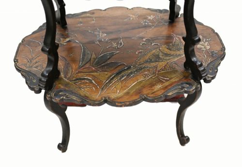 FRENCH ETAGERE TABLE JAPANNING ANTIQUE 1890 - ADDITIONAL PHOTO 3