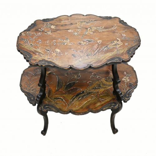 FRENCH ETAGERE TABLE JAPANNING ANTIQUE 1890 - ADDITIONAL PHOTO 5